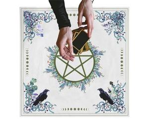 Nappe de Tarot - Prophète Vert Pentagramme Prophète Divination Nappe Excellente Néerlandaise Douce - Sorcellerie Douce - Vieille, Nappe Sacrée, Magie Spirituelle, Sorcière, Tarot