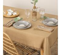 Atmosphera – Nappe RIVA – 100% coton à franges – Beige lin