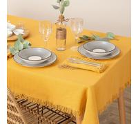 Atmosphera – Nappe à franges RIVA – 100% coton – Ocre