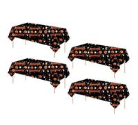 Nappe décorative d'Halloween avec citrouille, fantômes et chapeaux de sorcière pour fêtes saisonnières, fabriquée en plastique pour un nettoyage facile