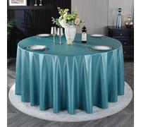 Nappe Décorative Ronde Blanche Unie En Polyuréthane,Résistante,Imperméable Et Oléophobe,Lavable Et Réutilisable,For Mariages,Banquets Et Banquets D'affaires(Cyan,Diameter102.4in)
