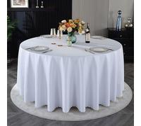 Nappe Décorative Ronde Blanche Unie En Polyuréthane,Résistante,Imperméable Et Oléophobe,Lavable Et Réutilisable,For Mariages,Banquets Et Banquets D'affaires(White,Diameter102.4in)
