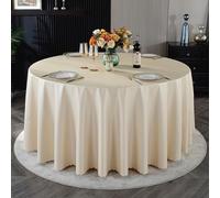 Nappe Décorative Ronde Blanche Unie En Polyuréthane,Résistante,Imperméable Et Oléophobe,Lavable Et Réutilisable,For Mariages,Banquets Et Banquets D'affaires(Champagne,Diameter102.4in)