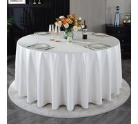 Nappe Décorative Ronde Blanche Unie En Polyuréthane,Résistante,Imperméable Et Oléophobe,Lavable Et Réutilisable,For Mariages,Banquets Et Banquets D'affaires(Beige,Diameter102.4in)