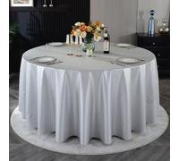 Nappe Décorative Ronde Blanche Unie En Polyuréthane,Résistante,Imperméable Et Oléophobe,Lavable Et Réutilisable,For Mariages,Banquets Et Banquets D'affaires(Silver Gray,Diameter102.4in)
