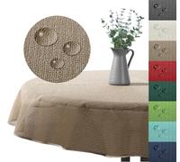 Nappe d'extérieur - Imperméable - Résistante aux intempéries - Antidérapante - Lavable - En mousse souple - Pour jardin, balcon, camping, fête, décoration de table - Cappuccino - 160 cm - Ronde