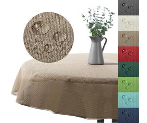 Nappe d'extérieur - Imperméable - Résistante aux intempéries - Antidérapante - Lavable - En mousse souple - Pour jardin, balcon, camping, fête, décoration de table - Cappuccino - 160 cm - Ronde
