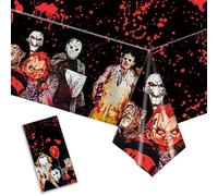 Nappe d'Halloween, 137 x 274 cm, jetable effrayante et sanglante, nappe de personnage de film d'horreur, décorations de table de fête hurlante, décorations d'Halloween
