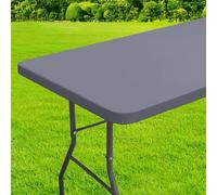 Nappe élastique 76 x 122 cm rectangulaire imperméable en élasthanne pour tables pliantes, pique-nique, camping, extérieur (gris)