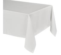 Nappe élégante avec aspect lin naturel, Lina Nappe et chemin de table, taille et couleur au choix (Carrée 110x160 cm, Blanc)