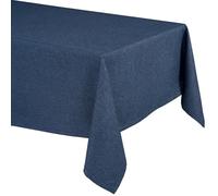 Nappe élégante avec aspect lin naturel, Lina nappe et chemin de table, taille et couleur au choix (ronde 160 cm, bleu océan)