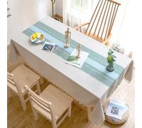 Nappe élégante et délicate Petite Housse 90 x 90 cm en Lin Style campagnard à Carreaux Verts et Bleus avec Franges pour Table d'appoint 36 x 36 Pouces (Largeur x Longueur)