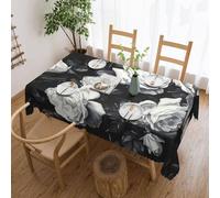 Nappe élégante imprimée rose noire et blanche - Tissu élégant pour décoration d'intérieur pour tables de salle à manger, mariages et événements