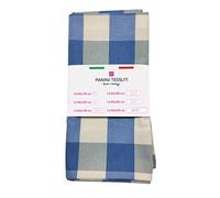 Nappe emballée carrée 140 x 140 cm carreaux bleus tissu en mélange de coton 4 personnes