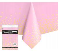 Nappe en aluminium Rectangulaire rose à pois dorés 137X274Cm Large