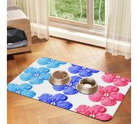 Nappe en cuir absorbant à trois fleurs pour animaux de compagnie, tapis en cuir absorbant pour animaux de compagnie, zone d'alimentation bien rangée pour chiens, chats, animaux de compagnie
