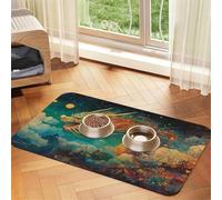 Nappe en cuir absorbant avec impression de dragon chinois animé, pour animal domestique, poils, résistant à la poussière, joint en caoutchouc antidérapant, tapis de bol pour animaux de compagnie