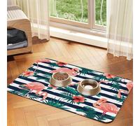 Nappe en cuir absorbant avec imprimé flamant rose pour animaux domestiques, zone d'alimentation bien rangée pour chiens, chats, animaux domestiques
