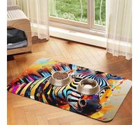Nappe en cuir absorbant avec imprimé zèbre abstrait pour chiens et chats, tapis d'alimentation en cuir pour chiens et chats