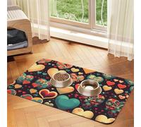 Nappe en cuir absorbant avec motif cœurs colorés pour animaux domestiques 40 x 60 cm avec base en caoutchouc antidérapant pour chats et chiens