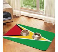 Nappe en cuir absorbant avec motif drapeau de la Guyane - Tapis de nourriture antidérapant pour gamelle et eau - 40 x 60 cm