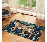 Nappe en cuir absorbant imprimé léopard pour chiens et chats, tapis d'alimentation en cuir pour chiens et chats