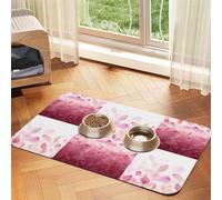 Nappe en cuir absorbant imprimé pétales roses pour animaux domestiques, tapis en cuir absorbant pour animaux de compagnie, zone d'alimentation bien rangée pour chiens, chats, animaux de compagnie