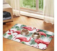 Nappe en cuir absorbant motif flamant rose et feuille verte parfaite pour chiens, chats et autres animaux de compagnie