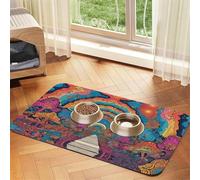 Nappe en cuir absorbant motif mandala abstrait champignon coloré parfait pour chiens, chats et autres animaux de compagnie