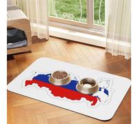 Nappe en cuir absorbant pour animaux de compagnie Motif carte du drapeau russe, tapis d'alimentation en cuir pour chiens et chats