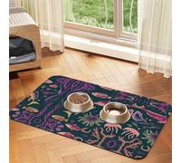 Nappe en cuir absorbant pour chiens et chats - Motif poissons sous-marins - Tapis d'alimentation en cuir pour chiens et chats