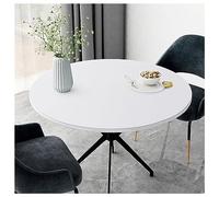 Nappe en Cuir pour Table Ronde Anti-Tache - Tapis de Protection Imperméable en Simili Cuir pour Table à Manger, Basse, Jardin, Patio, Extérieur - Épaisse 1.8MM (120 cm, Blanc)