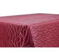 Nappe en damast - Motif abstrait - Infroissable - Rectangulaire, ovale ou ronde - Dimensions et couleur au choix, Polyester, bordeaux, Rund 160 cm