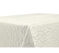 Nappe en damast - Motif abstrait - Infroissable - Rectangulaire, ovale ou ronde - Dimensions et couleur au choix, Polyester, ivoire, Rund 160 cm