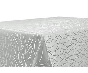Nappe en damast - Motif abstrait - Infroissable - Rectangulaire, ovale ou ronde - Dimensions et couleur au choix, Polyester, Silber, Eckig 130x260 cm
