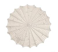 Nappe en dentelle avec motif toile d'araignée pour Halloween, tapis de décoration de table rond avec tissu polyester, convient pour les fêtes (argenté)