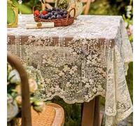 Nappe en dentelle blanche élégante - Nappe rectangulaire en 100% polyester - Nappe ronde de couleur unie fabriquée en machine, convient pour les tables basses, la décoration de la maison, les mariages