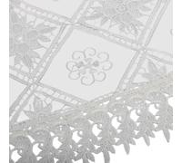 Nappe en dentelle blanche pour salle à manger ronde ou rectangulaire ou 110 x 110 cm pour table facile à nettoyer et infroissable - Tissu polyester à motif géométrique 85 x 85 cm (110 x 110 cm)