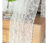 Nappe en dentelle blanche - Tissu filet brodé vintage français avec bords ondulés superposé en dentelle pour fête de mariage, thé, réception, décoration d'intérieur, nappe de table et fond de rideau