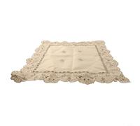 Nappe en dentelle brodée blanche pour table à manger - Tissu satiné à motif floral - Nappe de table carrée/rectangulaire/ovale/ronde, réutilisable et lavable (60 x 60 cm) (3# (carrée 60 x 60 cm)