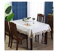 Nappe en dentelle imperméable rectangulaire carrée avec dentelle - Décoration de cuisine - Ivoire - 145 x 145 cm - Carré