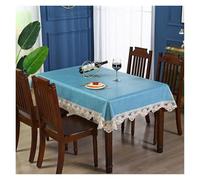 Nappe en dentelle imperméable rectangulaire ronde carrée avec dentelle - Décoration de cuisine (bleu clair, 145 x 145 cm, carré)