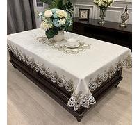 Nappe en Dentelle Moderne Tissu De Comptoir De Télévision Rectangulaire Européen Tissu De Table Basse Lavable À Broderie De Fleurs Convient pour Table Basse Meuble TV