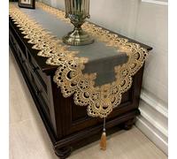 Nappe en dentelle pour table basse et meuble TV, style vintage, avec pampilles, tissu polyester lavable pour décoration d'intérieur (3)