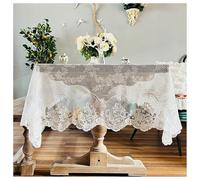Nappe en Dentelle Vintage À Bord Festonné, Nappe de Table Brodée de Fleurs Françaises, pour Banquet, Mariage, Salle à Manger(White,130x180cm(51x71in))