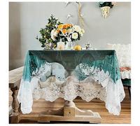 Nappe en Dentelle Vintage À Bord Festonné, Nappe de Table Brodée de Fleurs Françaises, pour Banquet, Mariage, Salle à Manger(Green,150x230cm(59x91in))