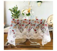 Nappe en Dentelle Vintage Française, Ornée de Broderies Florales et d'un Bord Festonné, Nappe de Table pour Anniversaire, Mariage, Table Basse, Table à Manger(Blue,160x240cm(63x94in))