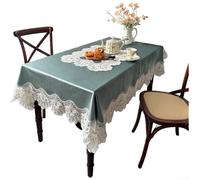 Nappe en flanelle avec bordure en dentelle - Anti-poussière et résistante à la chaleur - Pour table basse et salle à manger - Décoration d'intérieur (130 x 180 cm)