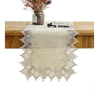 Nappe en lin à motif floral brodé 40 x 90 cm | Motif floral d'été complexe, texture en lin, infroissable, parfait pour les occasions spéciales