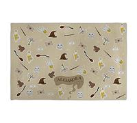 Nappe en Lin. Nappe Magicien. Nappe personnalisée pour Enfants. Nappe Individuelle en Tissu 45x30 cm. Nappe en Polyester avec Texture de Type Lin. Magie